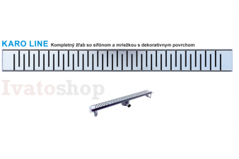 Obrázok pre Nerezový odtokový žľab KARO LINE so sifónom DN40 a  dekoratívnou mriežkou
