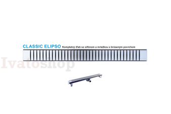 Obrázok pre Nerezový odtokový žľab CLASSIC ELIPSO so sifónom DN40 a  dekoratívnou mriežkou