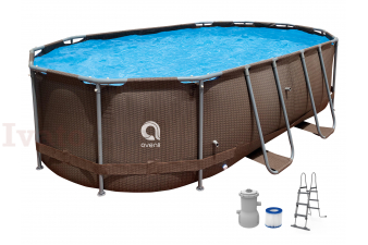 Obrázok pre Bazén rámový ratanový 8 073 litrov s filtráciou a rebríkom