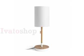 Obrázok pre KEITH/RON 15/20 stolná s USB  Polycotton biela/buk 230V LED E27 15W