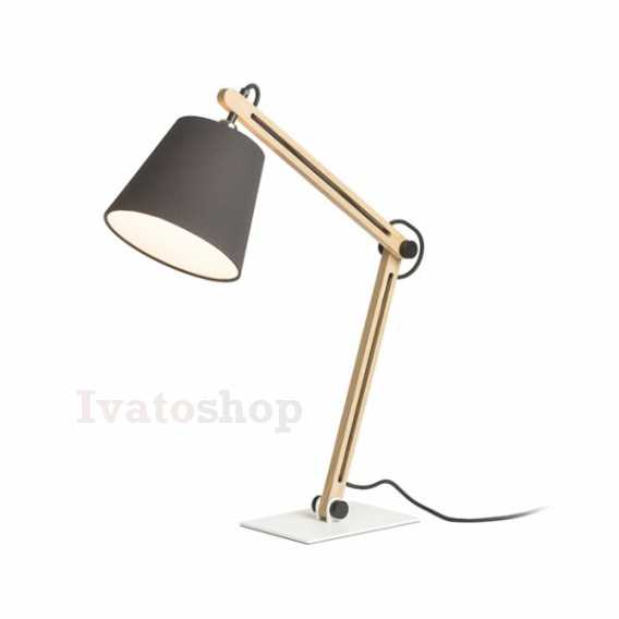 Obrázok pre NIZZA stolná Pollycotton čierna/drevo 230V LED E14 7W